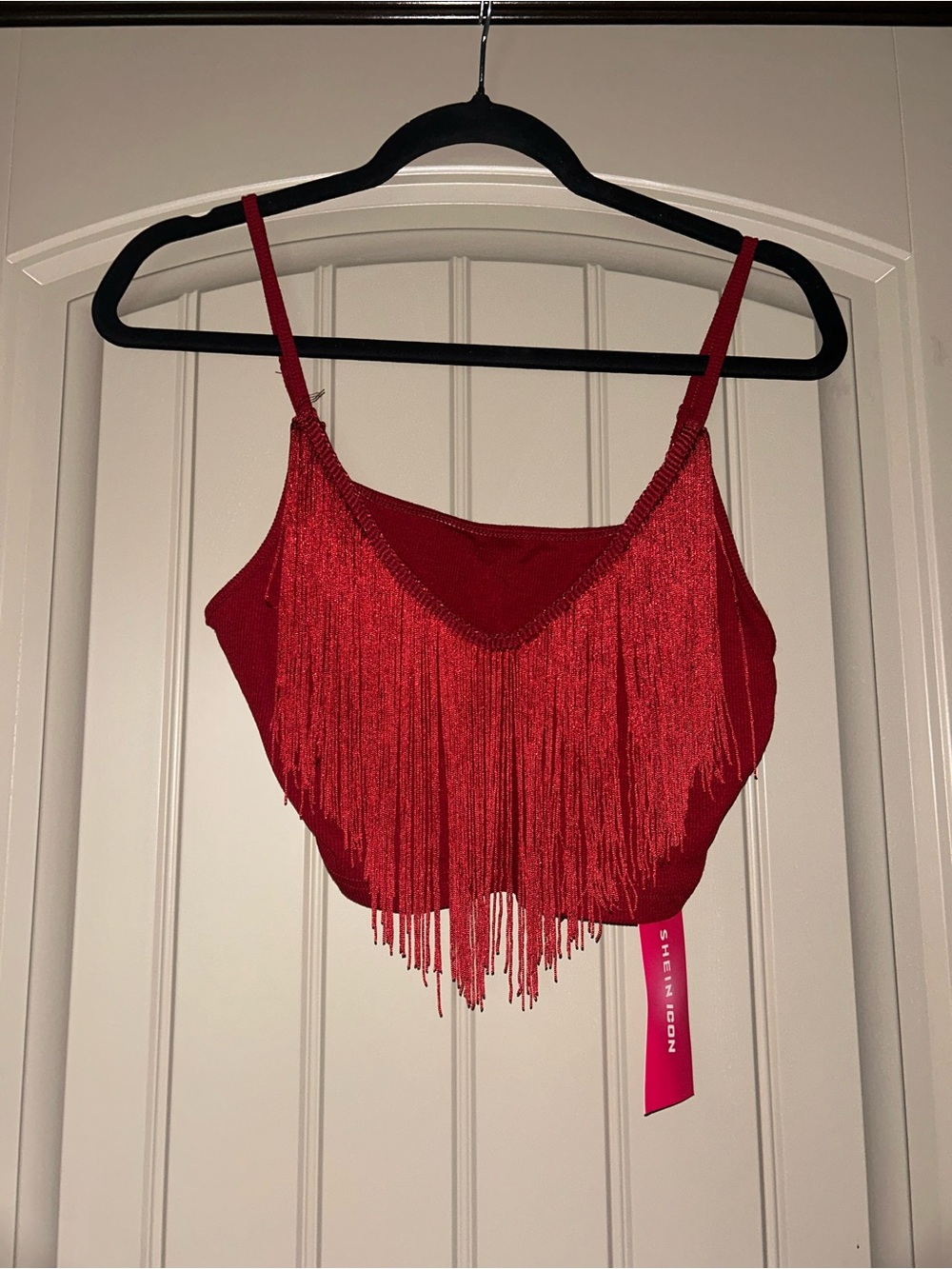 SHEIN Red Fringe Crop Cami